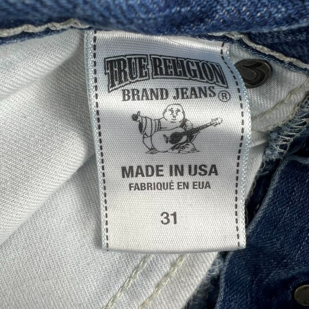 True Religion Jeans Men's Size 31 Geno Super T Straight Ombre Frayed Button Fly - Picture 10 of 16